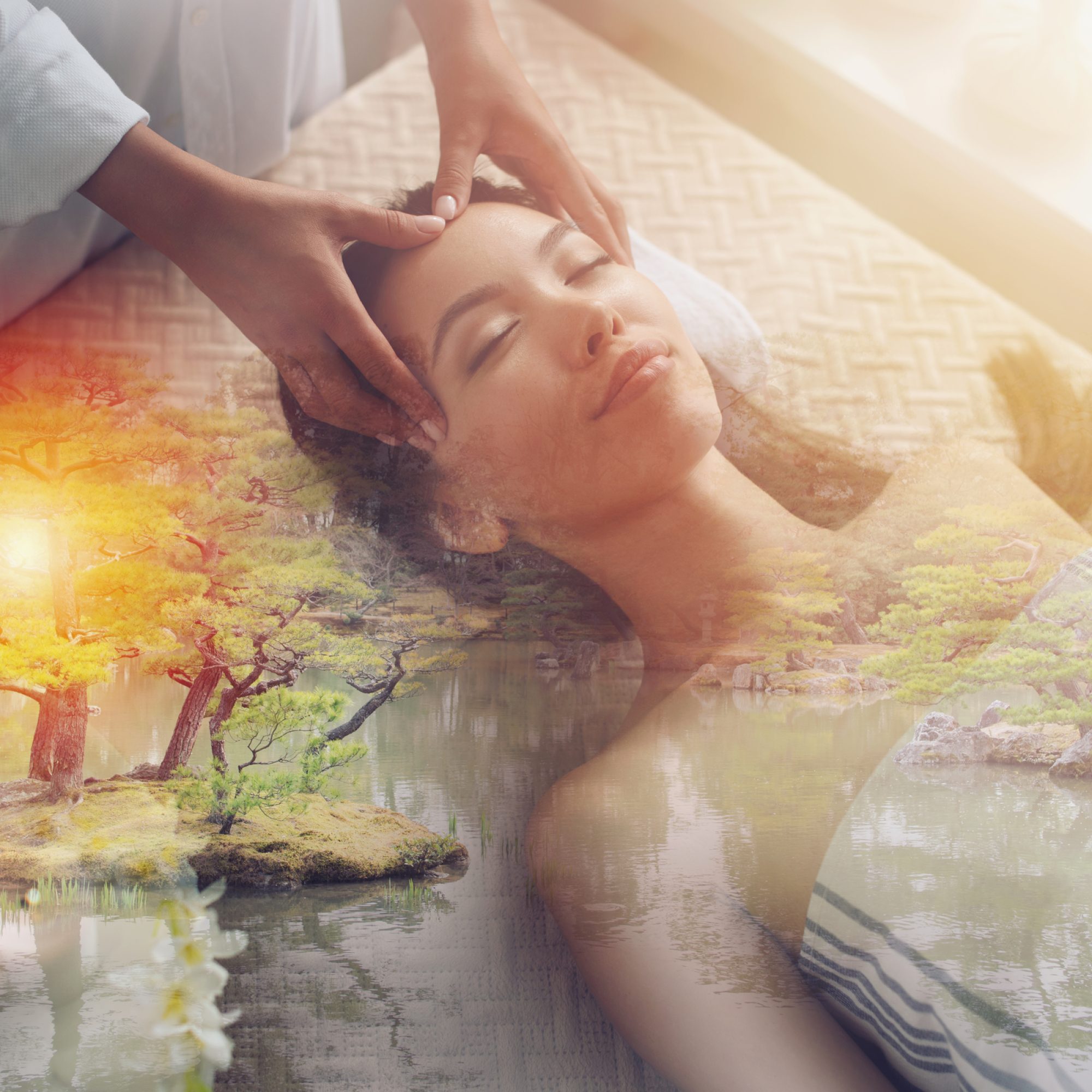 Woman relaxing during a massage in a spa center. Beauty and health concept